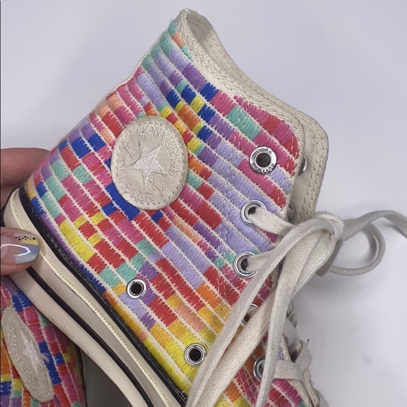 👟CONVERSE MARA HOFFMAN Rainbow Hi Top Sneakers👟 - Picture 3 of 8